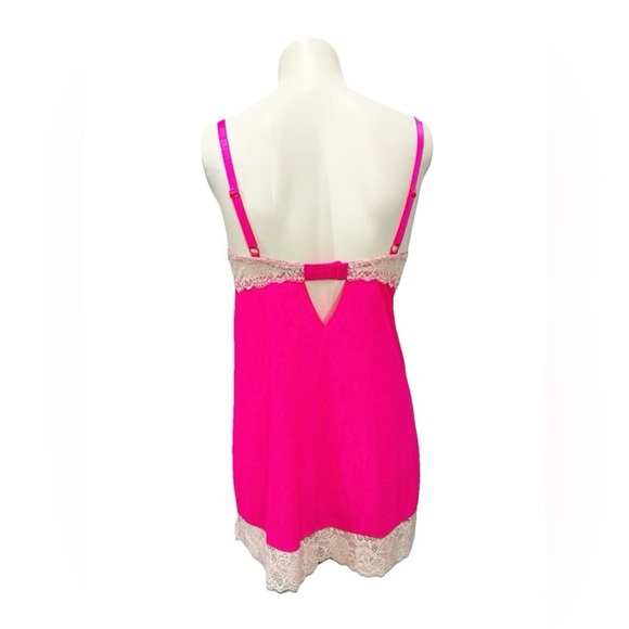Victoria’s Secret Hot Pink Lace Trim Chemise Sleep Dress 34D - Picture 2 of 8